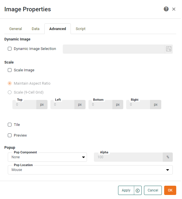 Image Properties Dialog Advanced