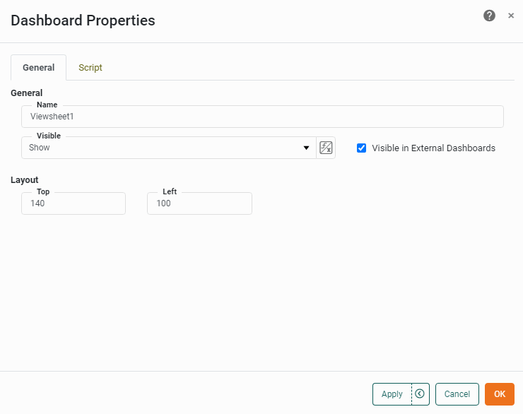 Nested Viewsheet Properties Dialog