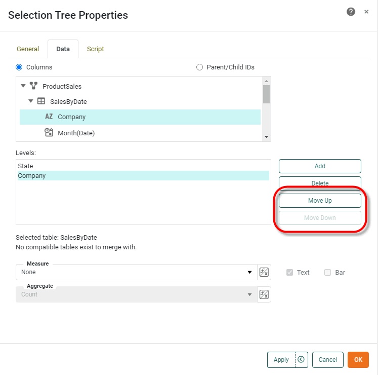 Selection Tree Dialog