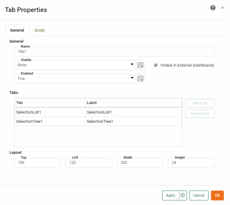 Tab Properties General Tab