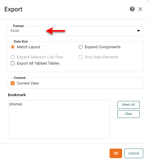 Viewsheet Export Content Tab 1