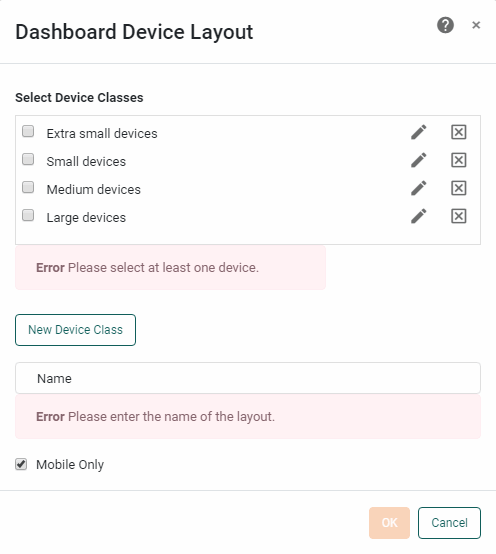 Viewsheet Layout Dialog