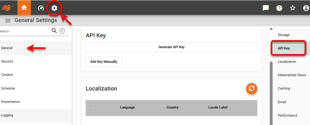 open API Key page in General settings