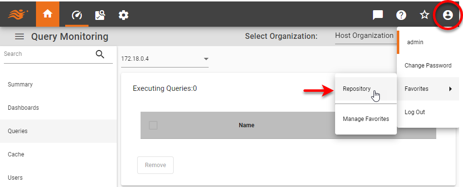 select saved bookmark from favorites menu