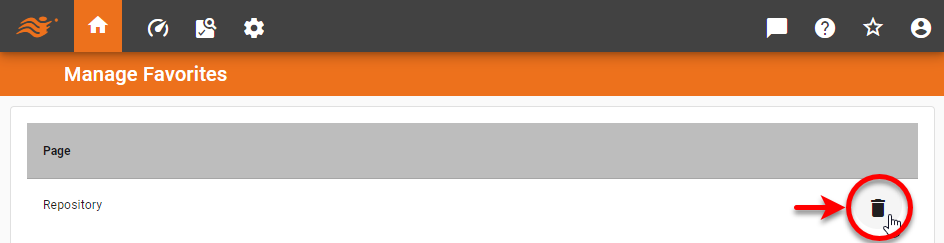 manage favorites menu to delete bookmarks