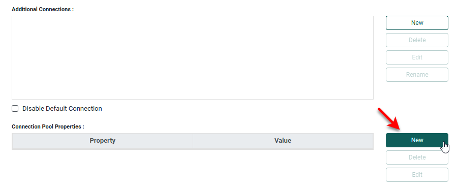press New in Connection Pool Properties panel