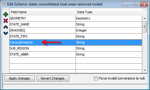 enter name and type for new column in schema