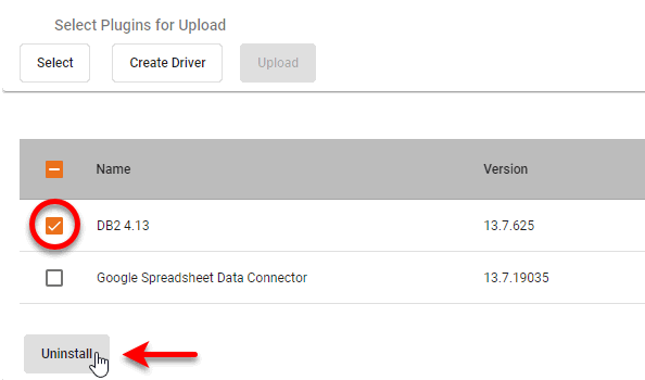 check plugin checkbox and press Uninstall button