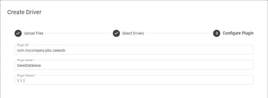 enter Plugin ID Name and Version fields