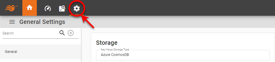 settings button at top of enterprise manager