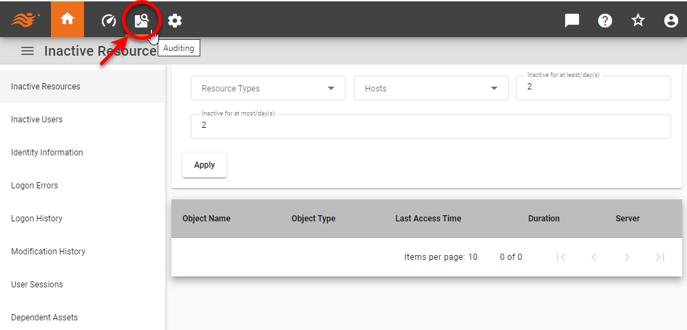 press Auditing button in Enterprise Manager