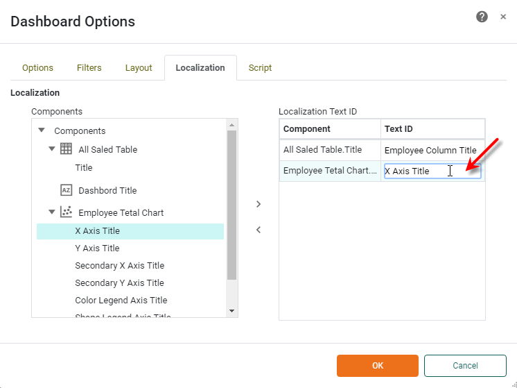 enter Text ID for localization component