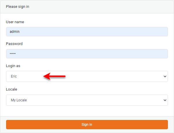 login screen with login as field