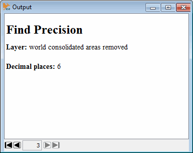 current map coordinate precision in Output Window