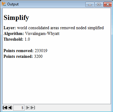 point removal operation report in Output Window