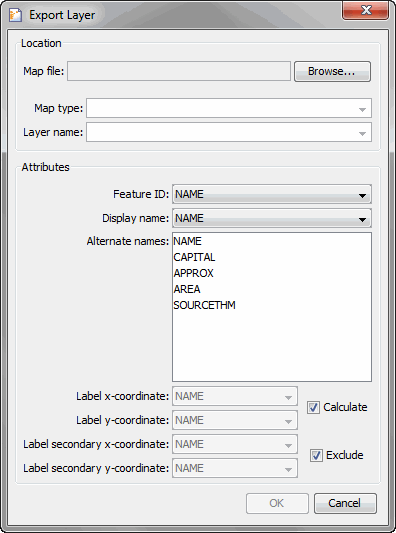 Export Layer dialog box in OpenJUMP