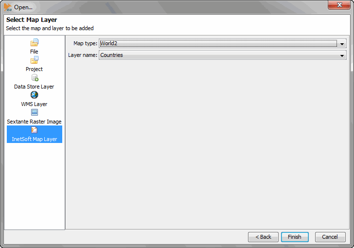 select map type and layer name to edit