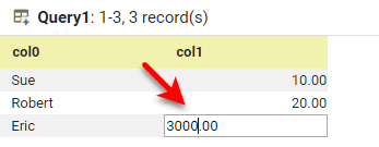 embedded table with modified data values before saving