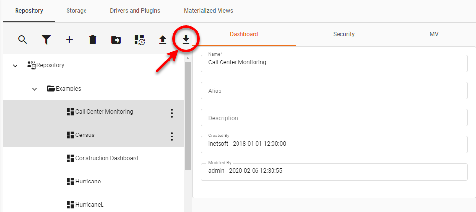 export assets dialog box
