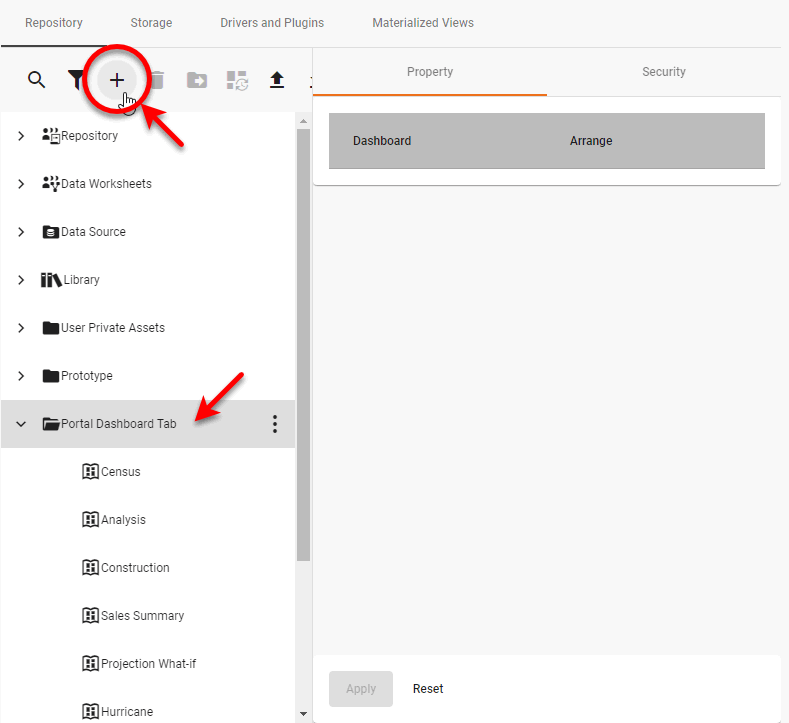 new dashboard option in repository new circle menu