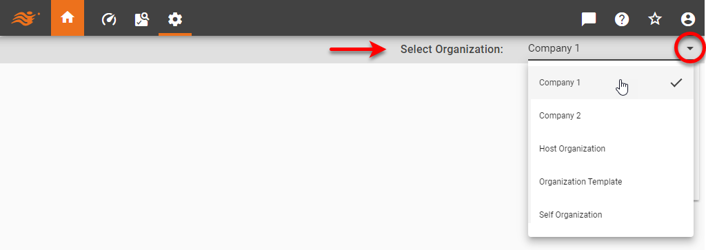 select organization from menu