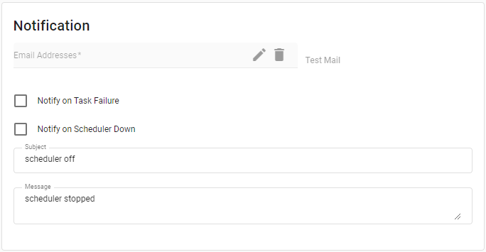 configure Scheduler notification email settings