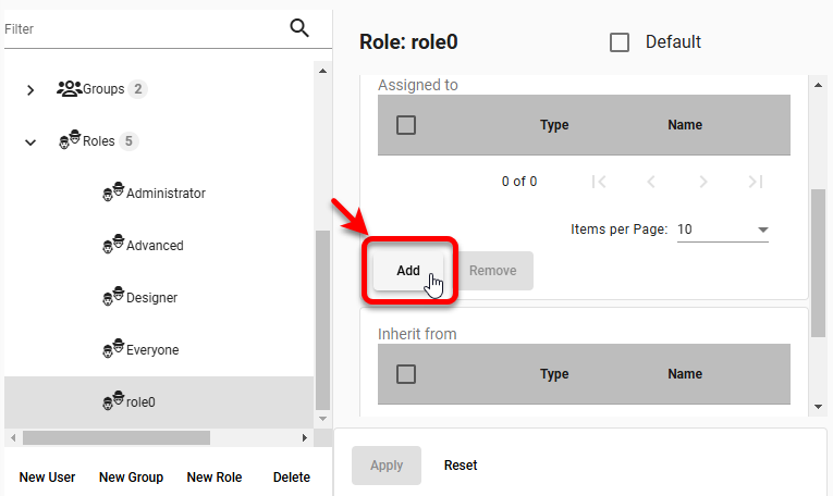 add users and groups to role assigned-to area