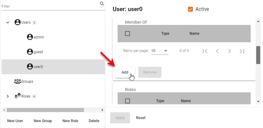 add user to group in Member Of area