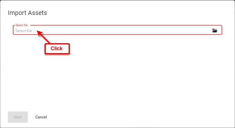 select ZIP file to import assets