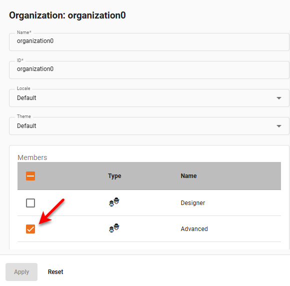 add roles to organization Members panel