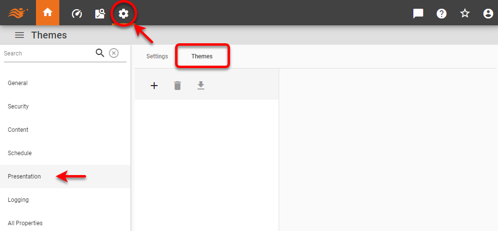 themes tab listing available portal themes