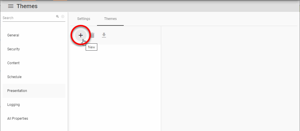 press new circle button to create a theme