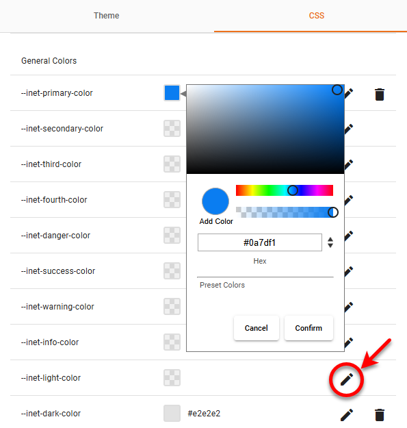 apply CSS changes to theme