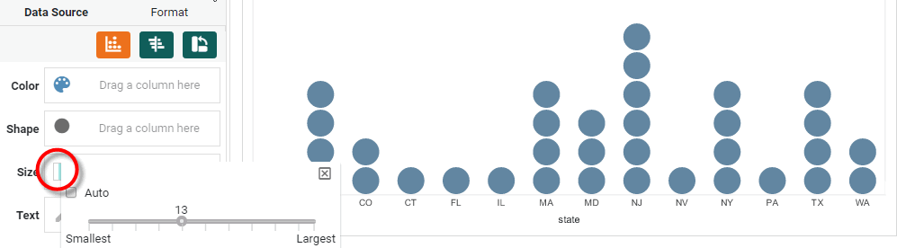 select larger size for data points