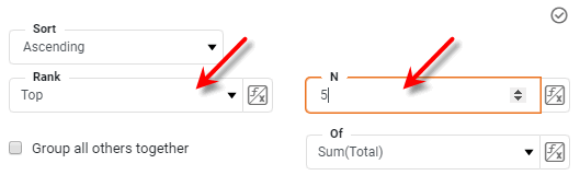 ranking option set to top 5 of sum total