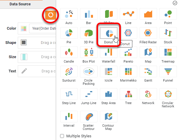 select Donut chart style
