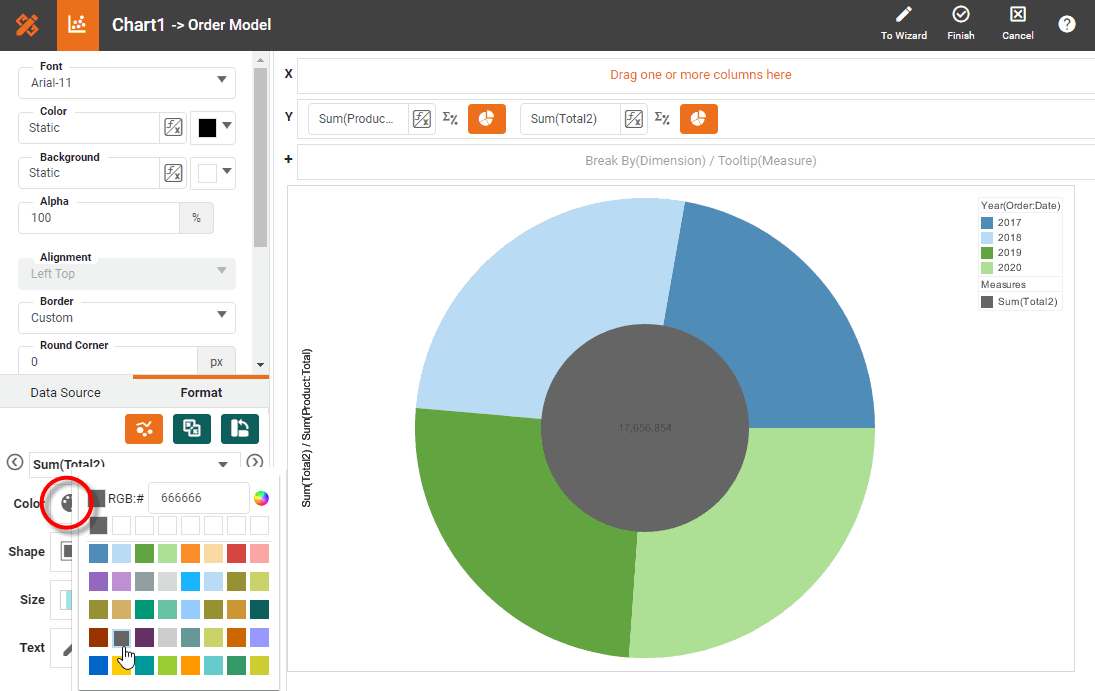press Edit Color to set donut hole color