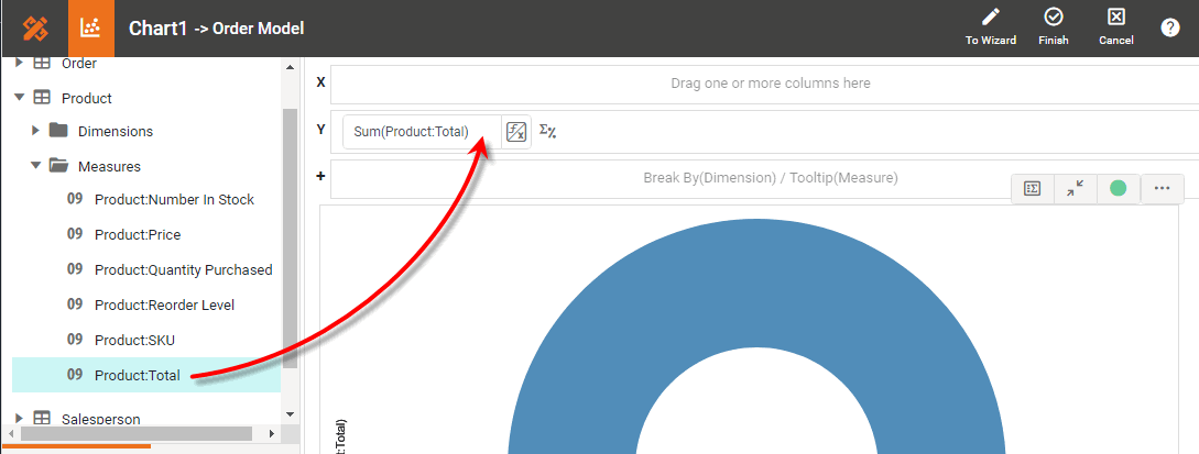 drag measure to Y region