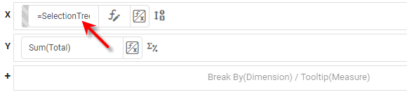 chart editor with drillMember expression assigned to X-axis binding