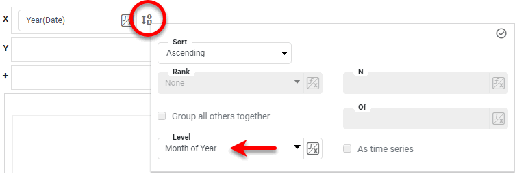 set Date dimension level to Month of Year