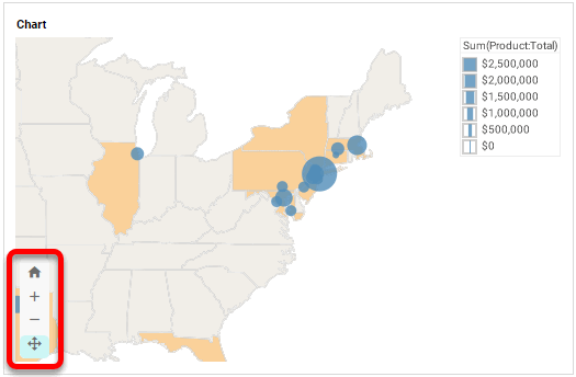 zoomed map chart with data displayed