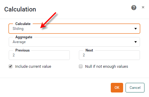 Sliding calculation dialog box