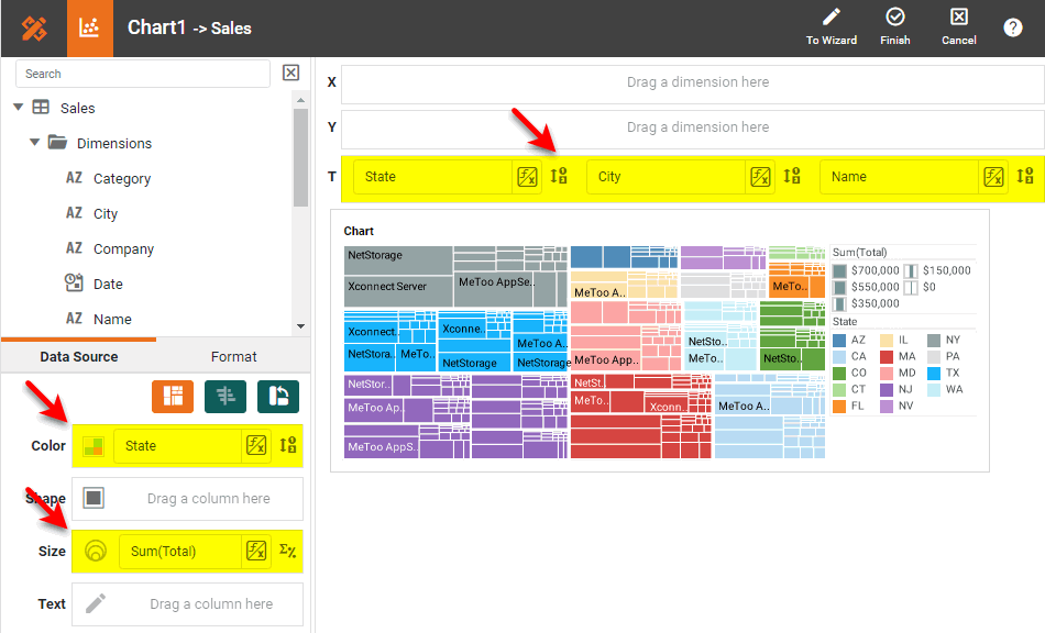 drag State dimension to Color region