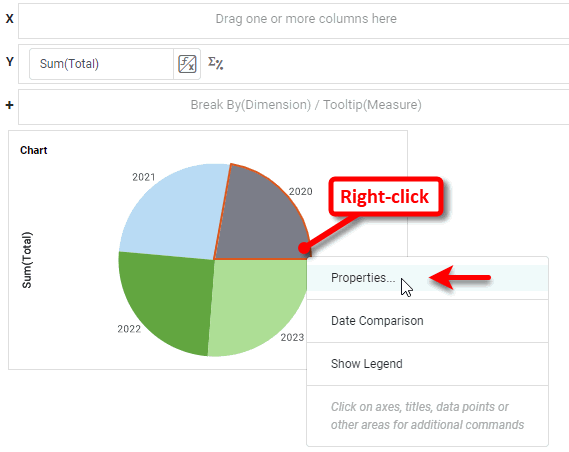 right-click plot area, select Properties