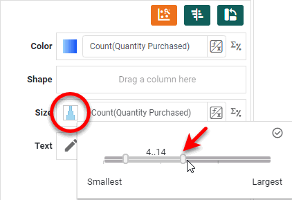 adjust label size range with slider