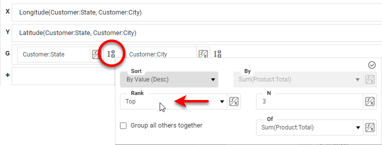 set ranking for geographic dimension data