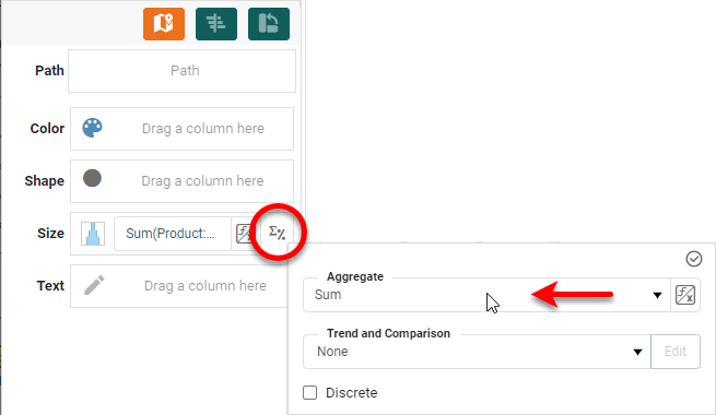 select aggregation method for geographic measure