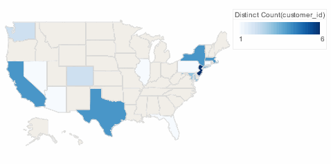 map chart with state field assigned to the State geographic layer