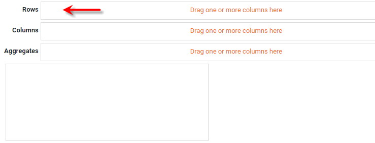 crosstab editor Rows region with row header fields assigned