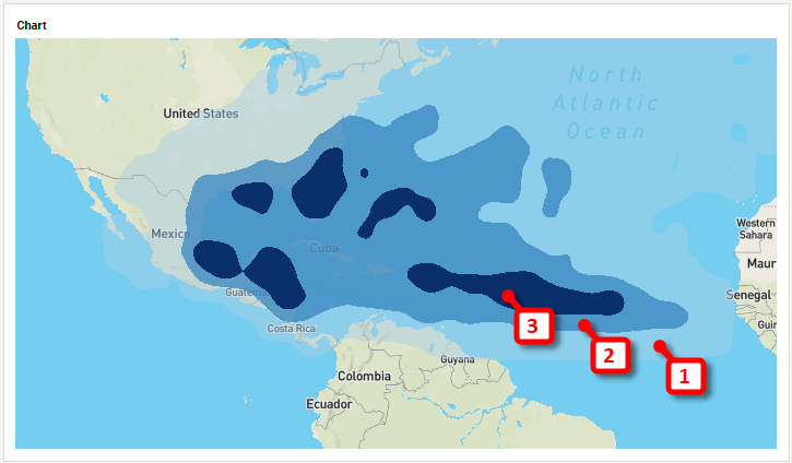 contour chart showing specified number of contour level bands